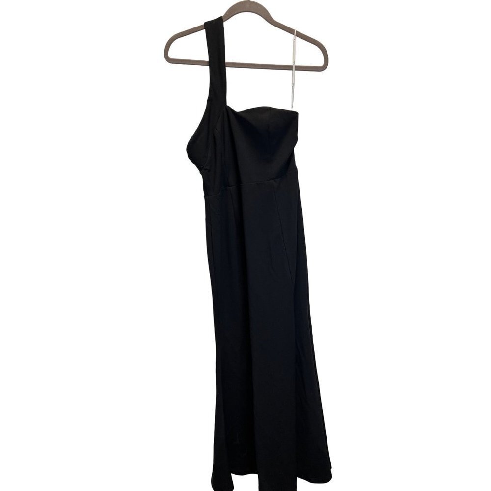 Lulus one shoulder Black Long Dress with front slit
